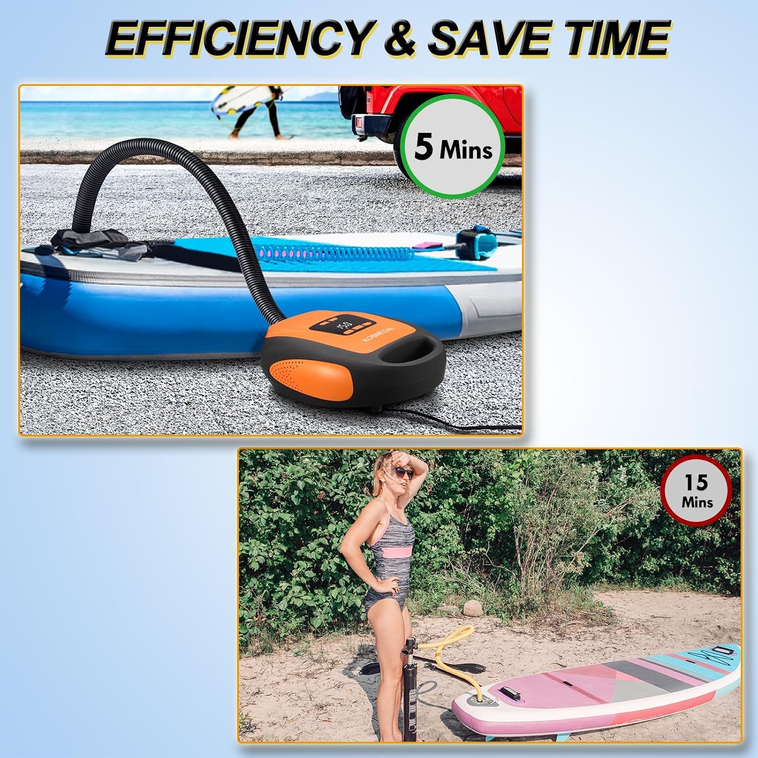 Detalle de kosmegal Electric Portable Paddle Board Pump (20PSI) for SUP, Inflatables & More