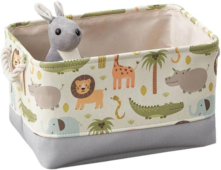 Detalle de JIUJ Storage Baskets: Cotton Foldable Square Home Organizer Bin (Lion)