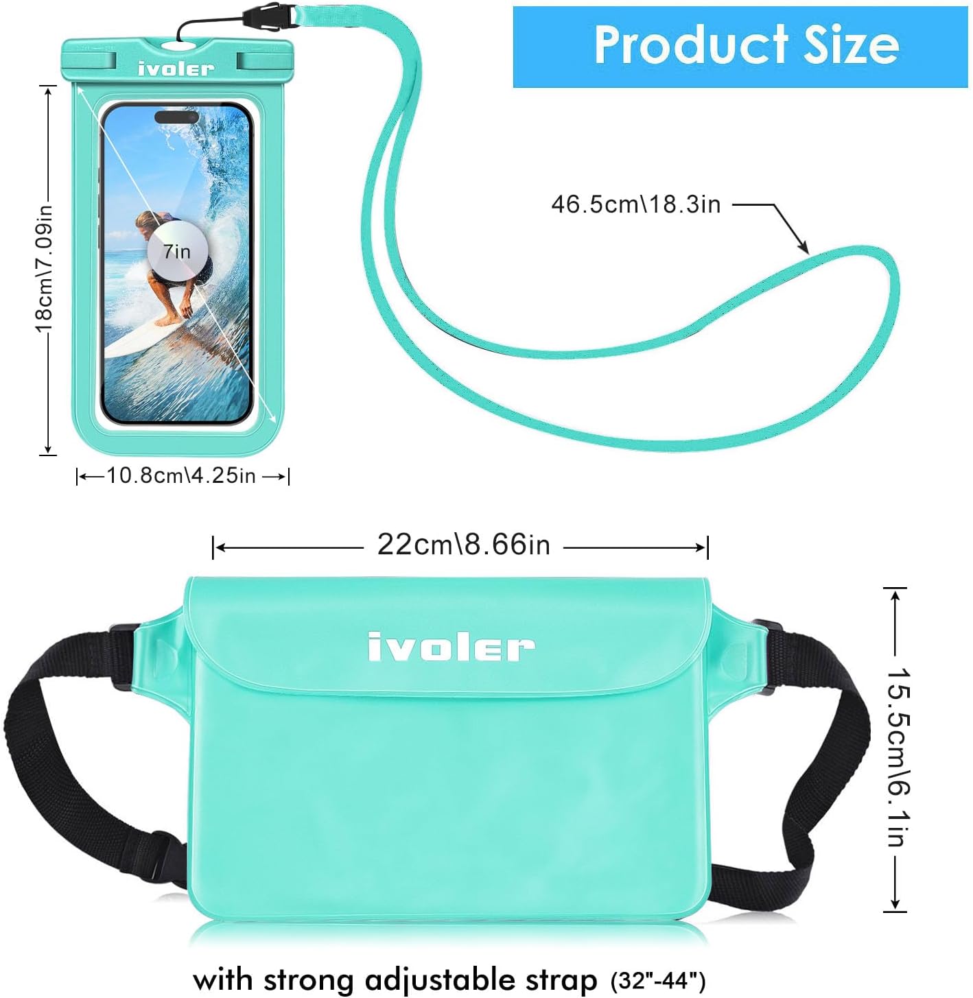 Detalle de ivoler Waterproof Pouch Bag 22 x 15.5 cm