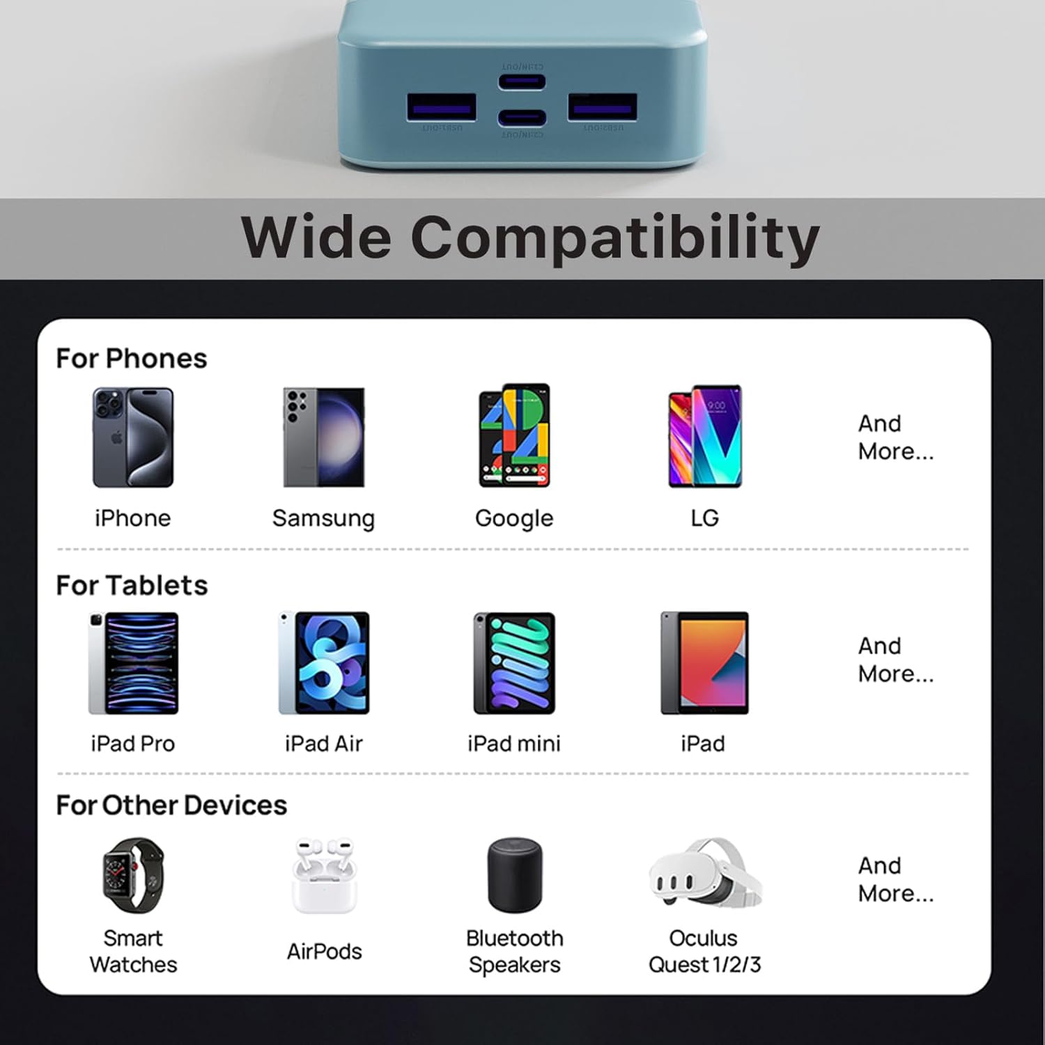 Thumbnail 6 de JUOVI J2621 Power Bank externe 45 W / 20 000 mAh (charge rapide PD 3.0, USB‑C et USB‑A)