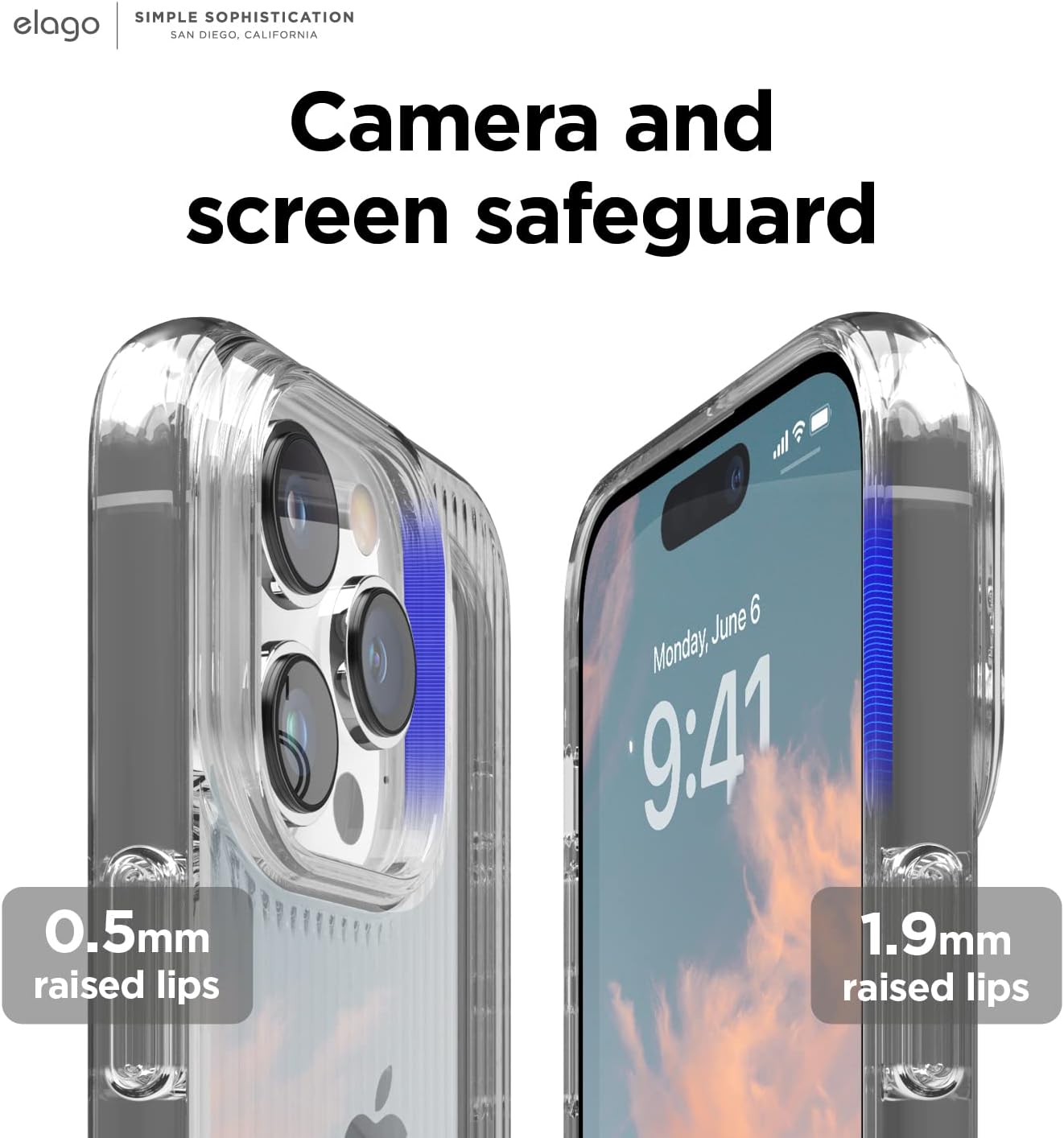 Detalle de elago Urban Clear custodia trasparente per iPhone 14 Pro (6,1") anti-ingiallimento, TPU ibrido e antiurto