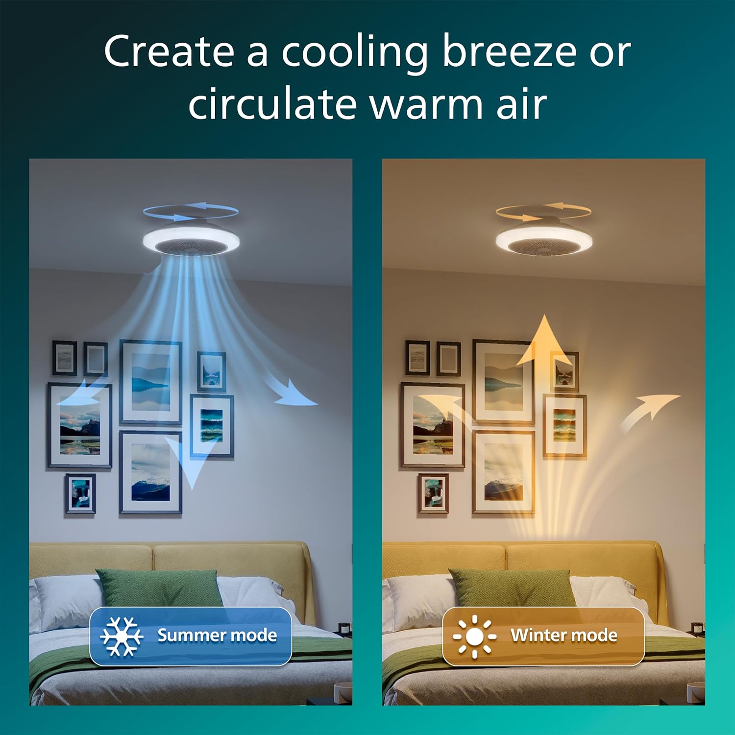 Thumbnail 6 de Amigo Fan Light Flat LED 20W+40W con telecomando: luci multicolore e ventilazione bidirezionale