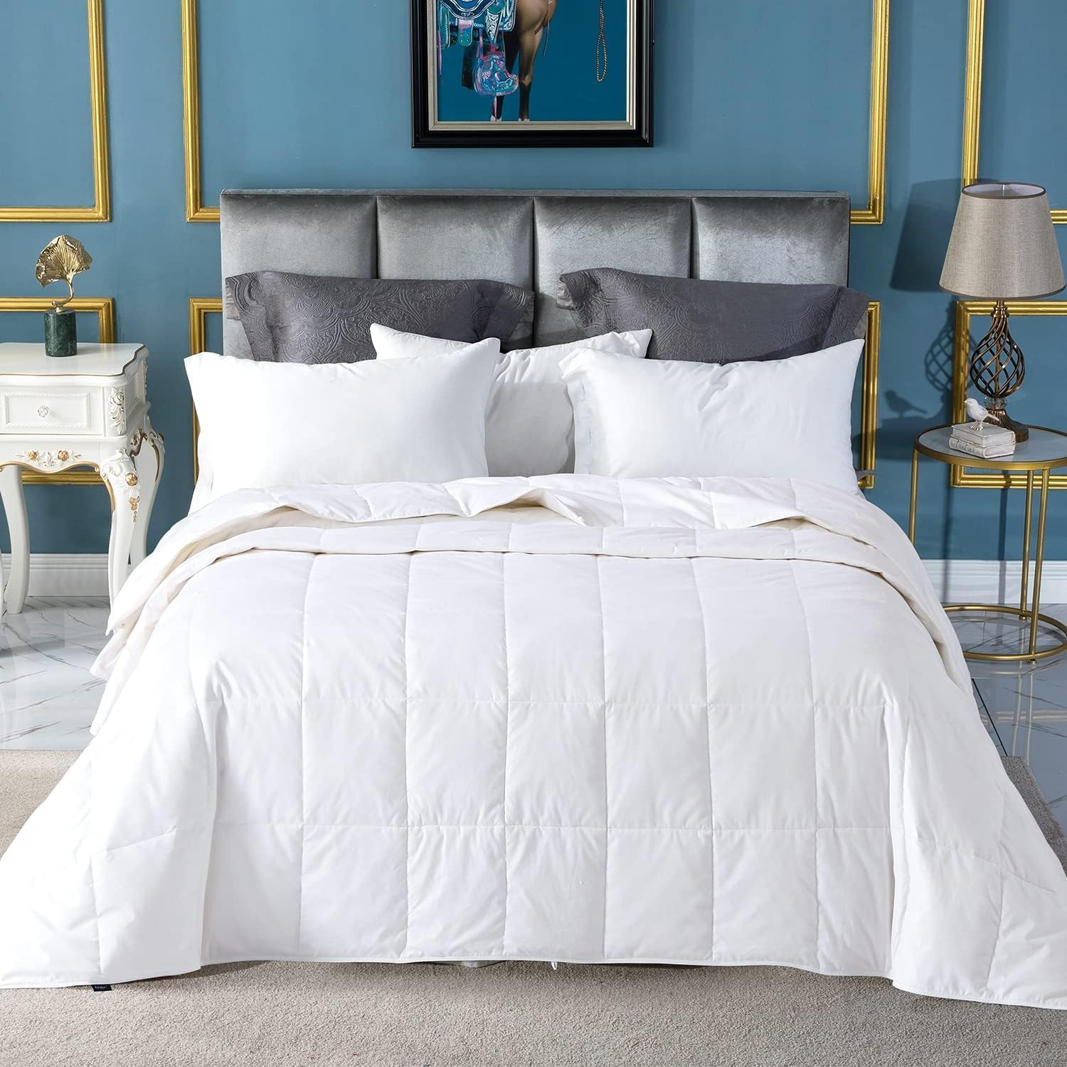 Detalle de Globon Summer Down Comforter King Size: Ultra-Light, Breathable Comfort for Hot Sleepers
