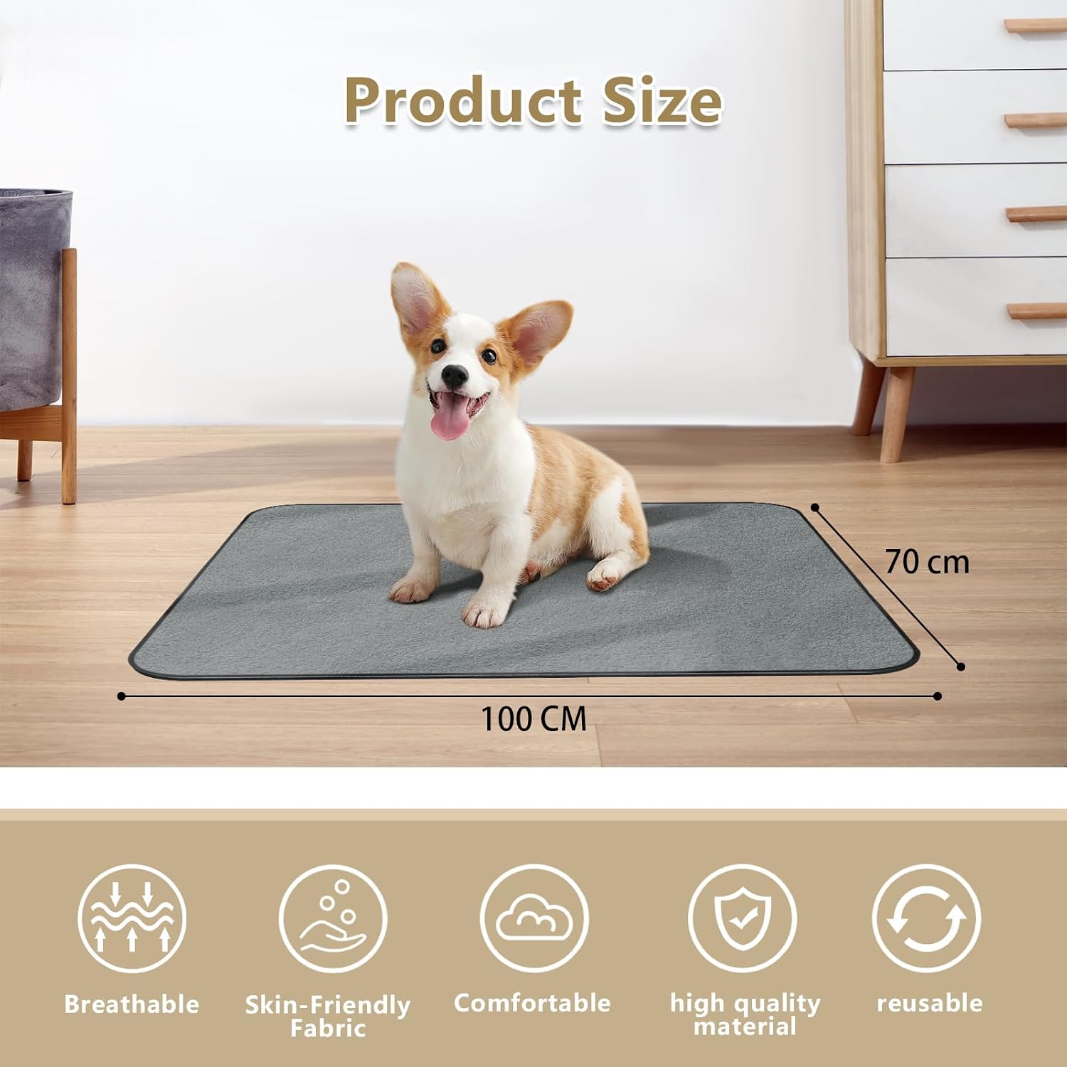 Detalle 2 de SSRIVER 70x100CM Waschbare Hunde-PIPI-Pads