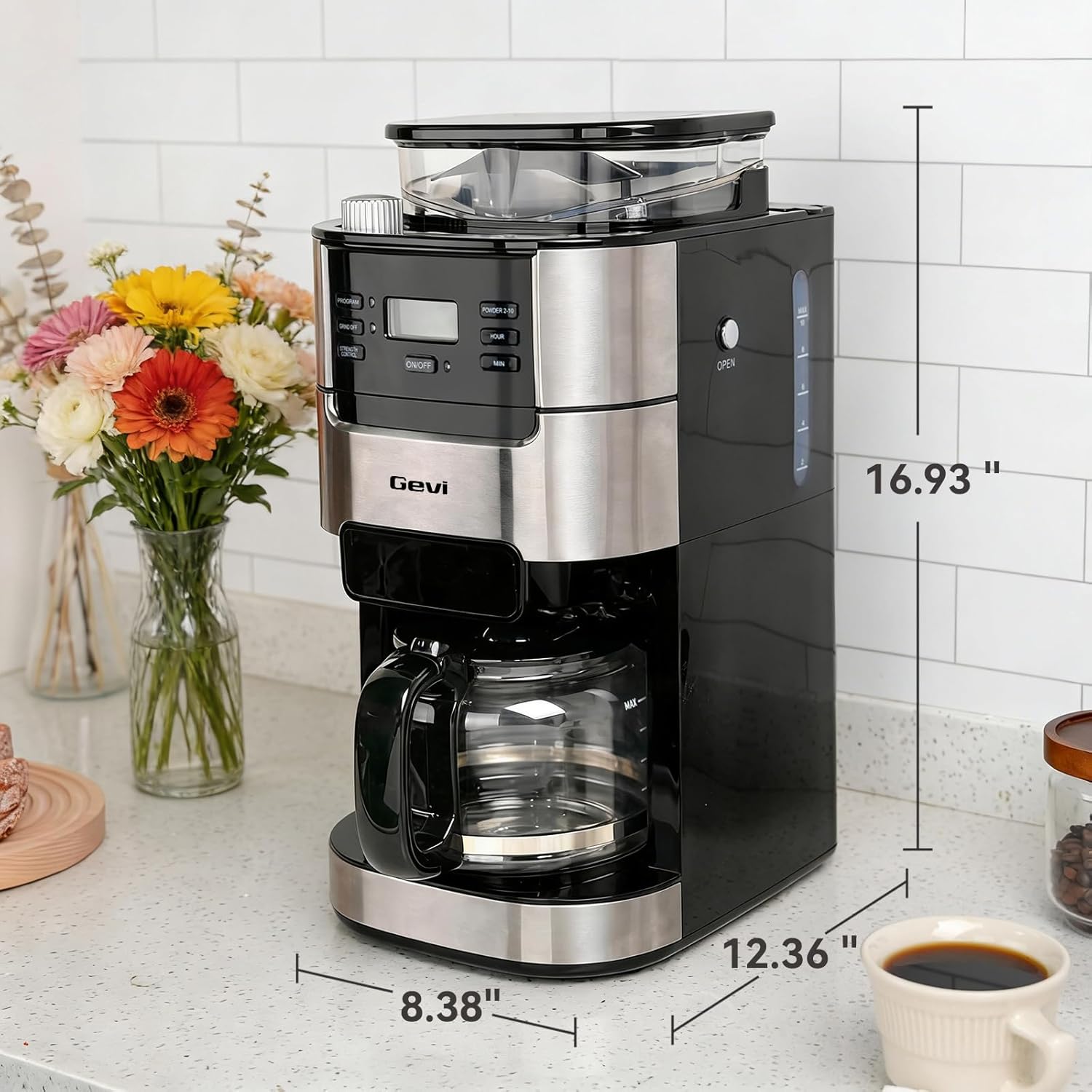 Thumbnail 6 de Gevi 10-Cup Coffee Maker with Grinder 1.5L