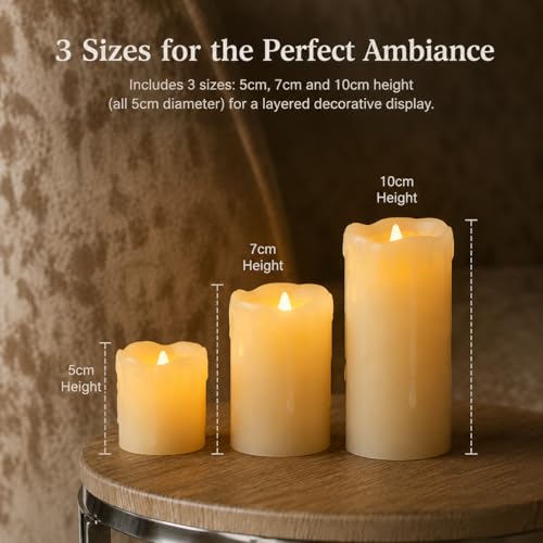Thumbnail 7 de Festive Lights Real Wax Cream LED Pillar Candles: Set of 3