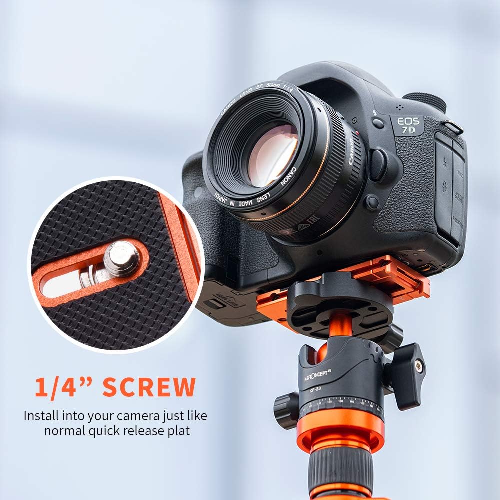 Thumbnail 3 de K&F Concept Smartphone Tripod Mount: Aluminium Quick Release Plate with 1/4 Inch Screw (Orange)