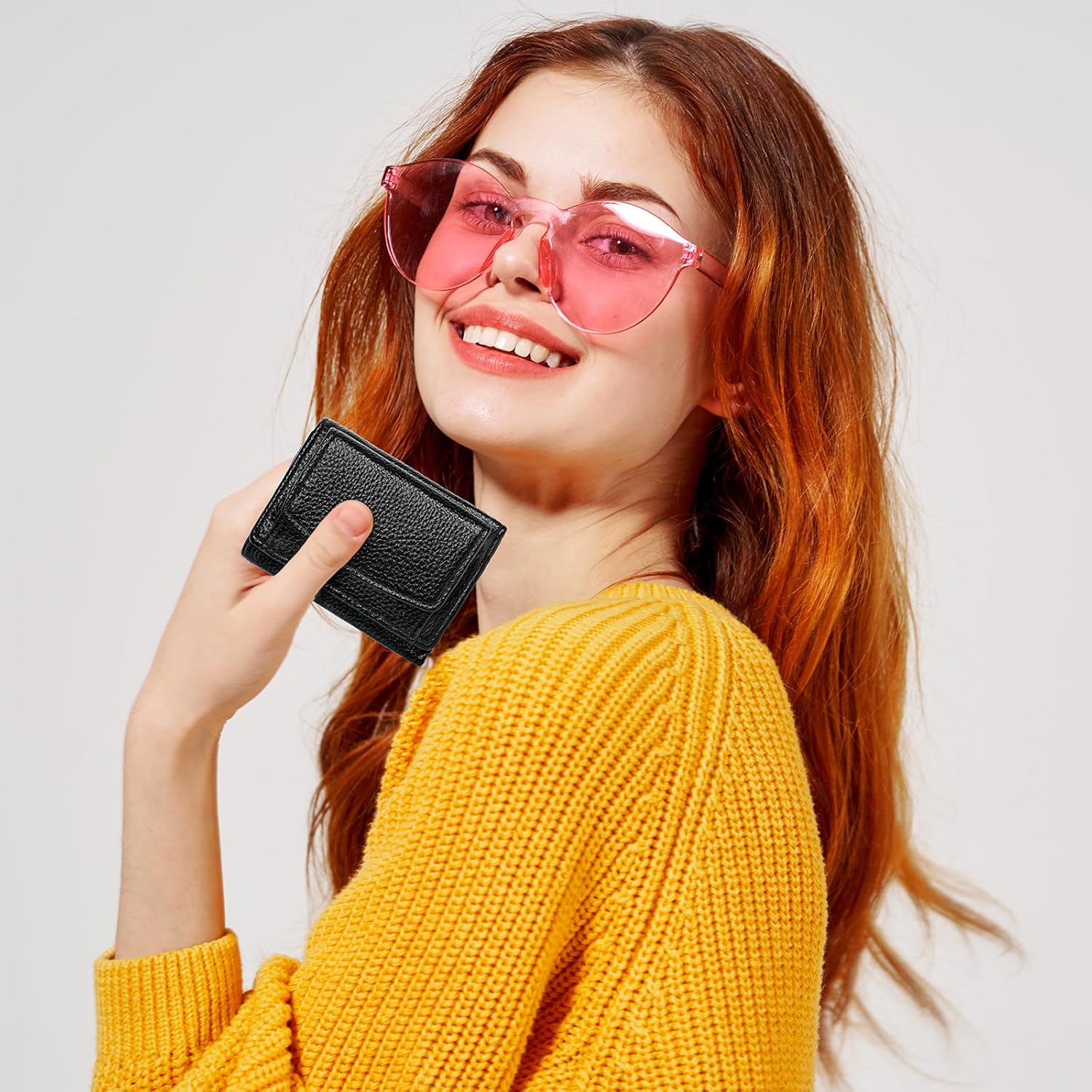 Thumbnail 6 de Aucuu Portafoglio Donna Piccolo in Pelle con Portamonete e 6 Scomparti Carte