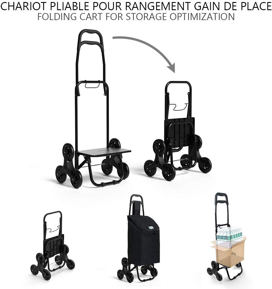 Detalle de VOUNOT Chariot de Courses 6 Roues avec Compartiment Imperméable — 2 en 1, 32 L, pliable