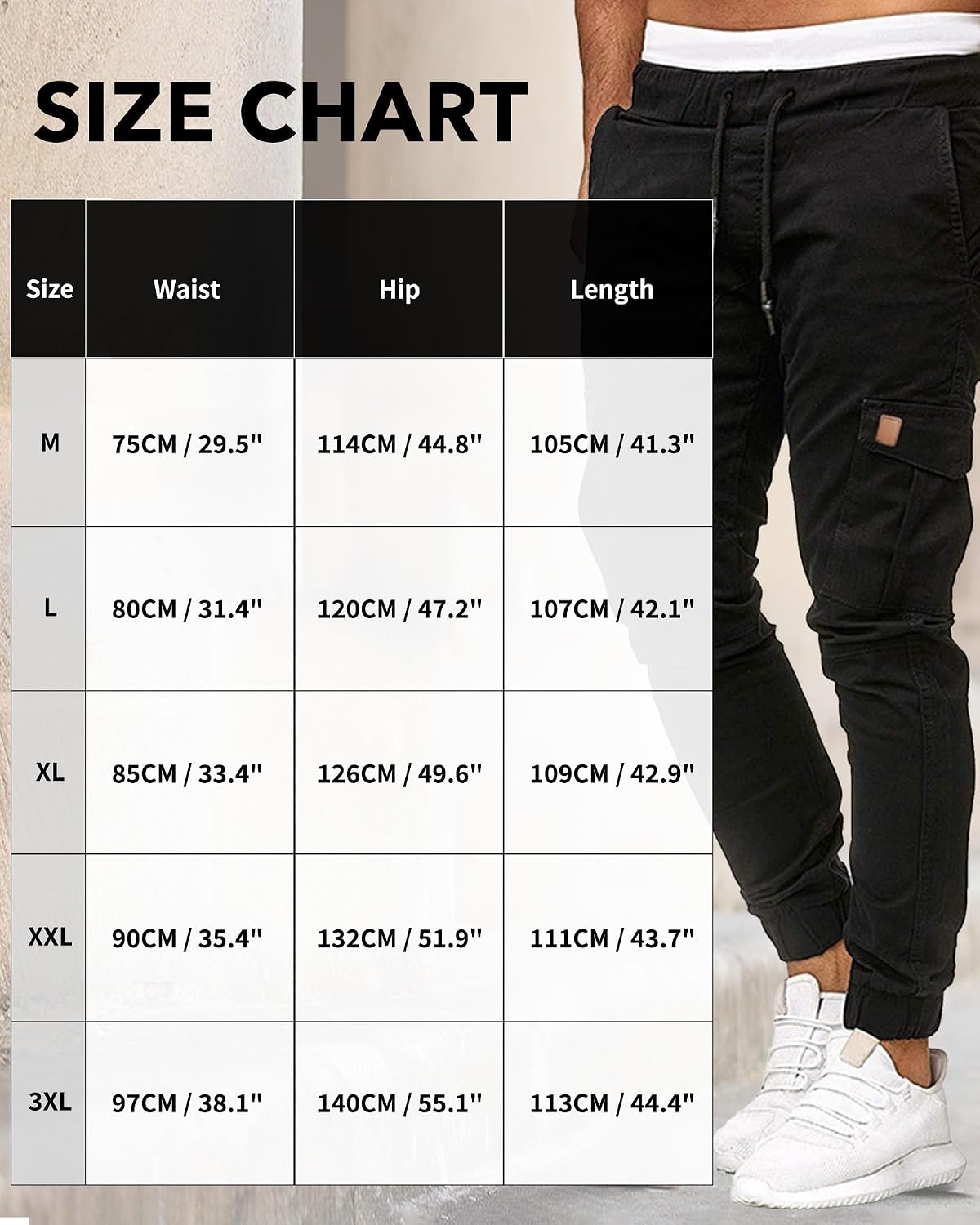 Thumbnail 5 de CTU Men's Cargo Joggers, Slim Fit with Elasticated Waist and Drawstring