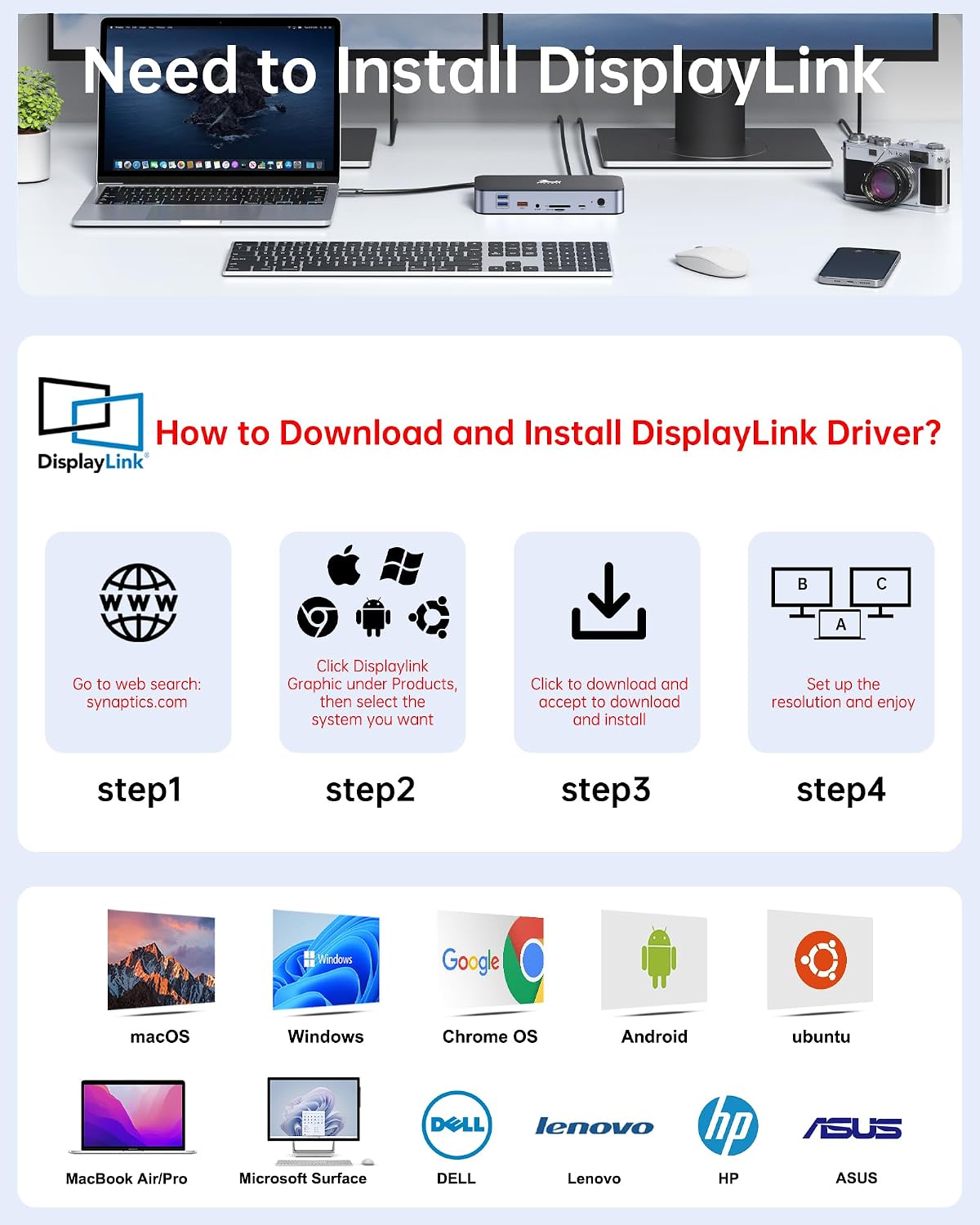 Thumbnail 2 de LIONWEI DisplayLink Dockingstation 15 in 1