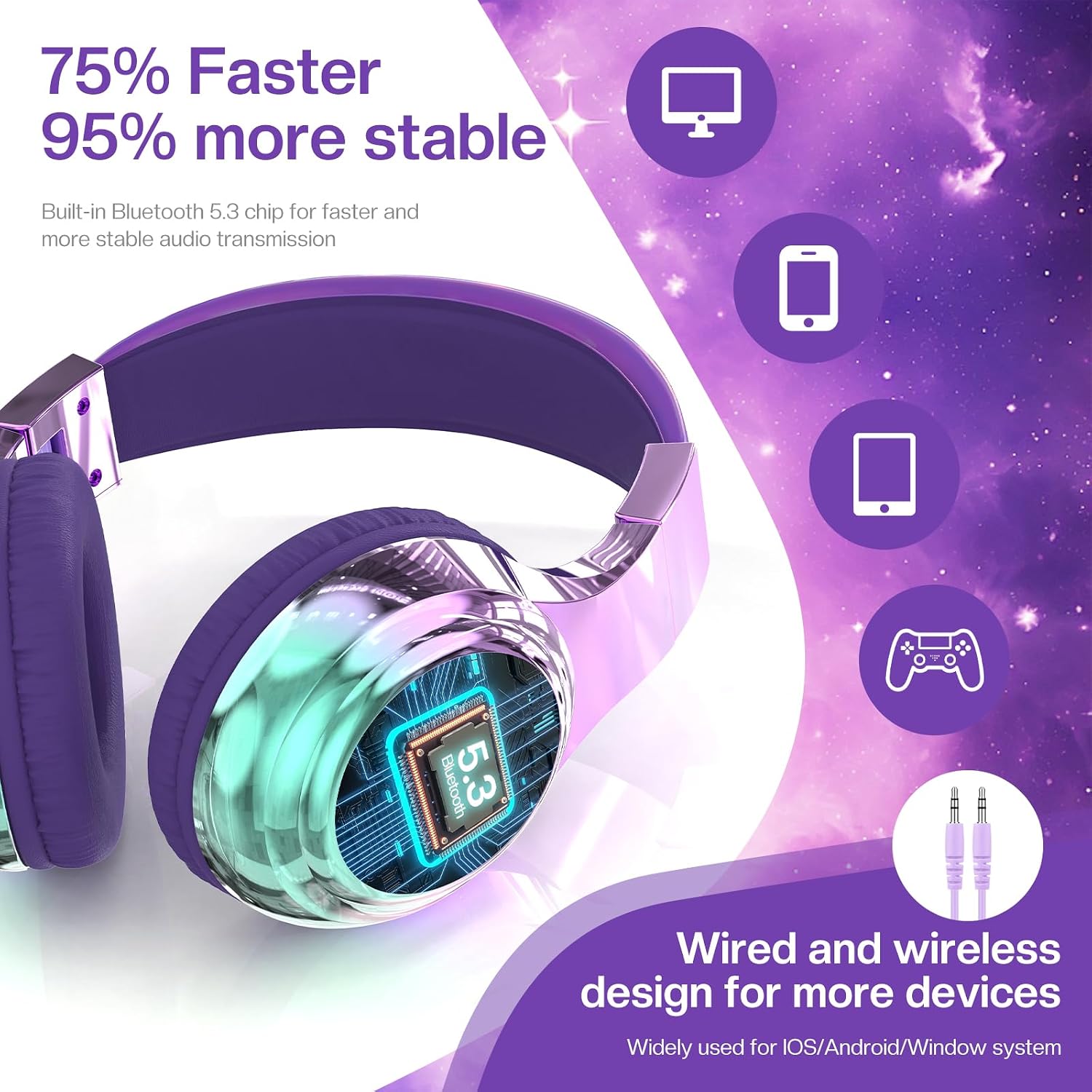 Thumbnail 5 de QearFun Kids Bluetooth Headphones 60H