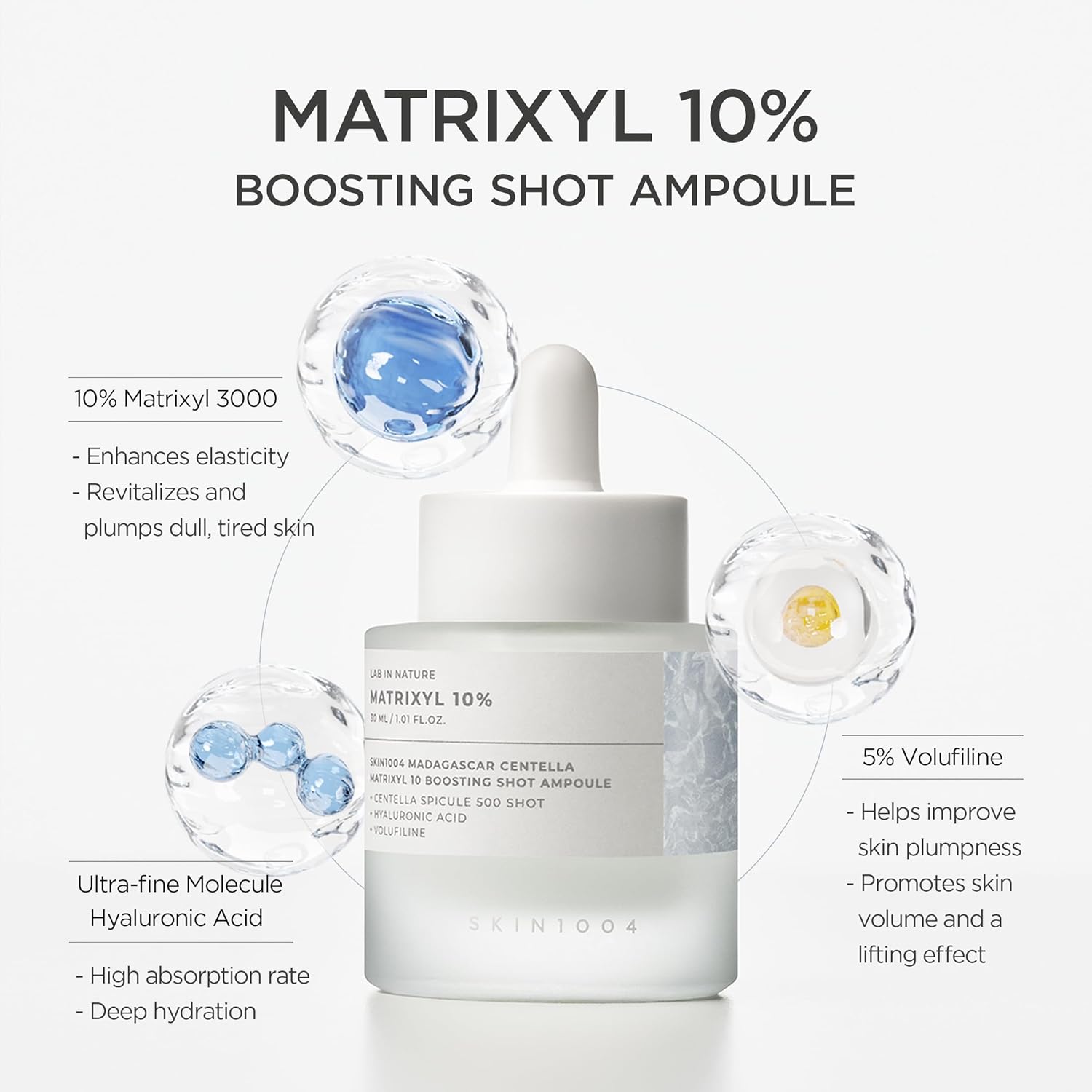 Detalle de SKIN1004 Matrixyl 10% Boosting Shot Ampoule – Peptide-Driven Hydration and Firming