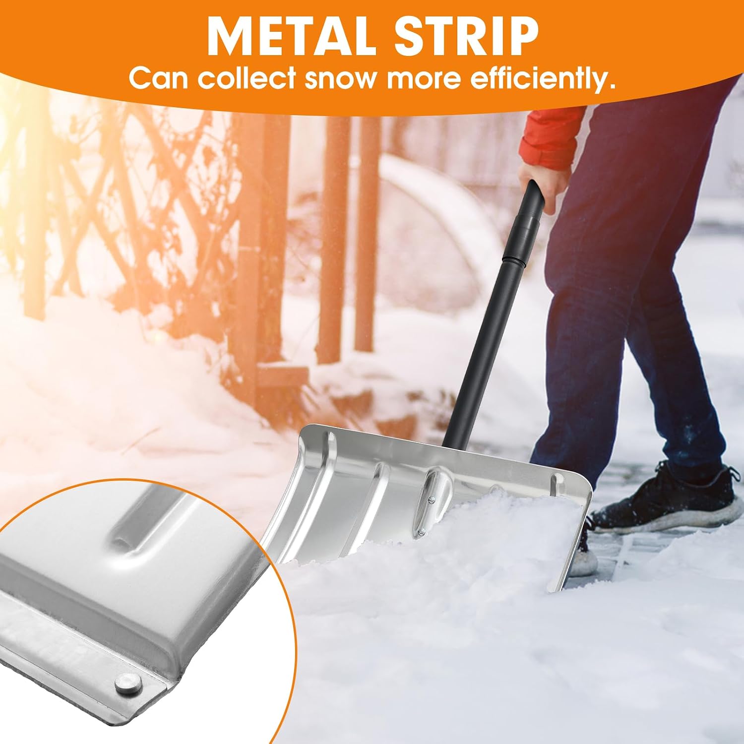 Detalle de Aluminum Snow Shovel Portable for Snow Removal ⌛️📦?