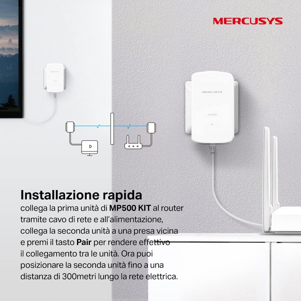 Thumbnail 3 de Mercusys TP-Link MP500 Kit Powerline 1000 Mbps