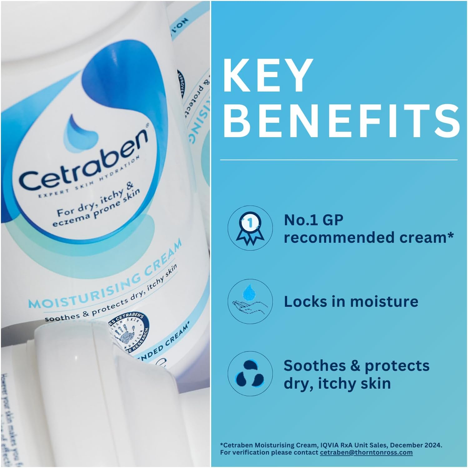 Thumbnail 1 de Cetraben Moisturising Cream for Dry, Itchy, Sensitive & Eczema-Prone Skin (475ml) – Dermal Hydration and Protection