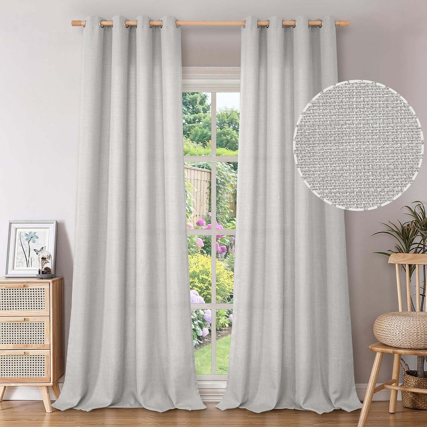 Detalle de BGment Linen Curtains 52 x 95 Inch