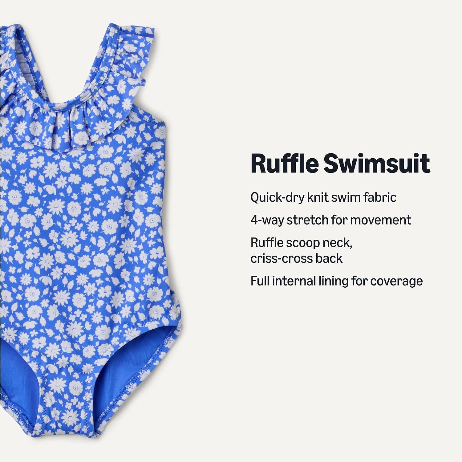 Detalle de Amazon Essentials Girls' Frill-Trimmed One-Piece Swimsuit