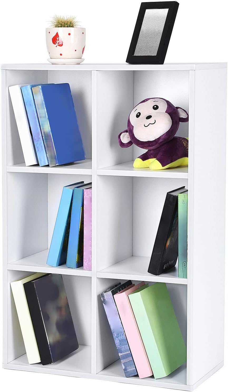 Detalle de VASAGLE Bookcase LBC203D: 6-compartment cube-style bookshelf in Cloud White