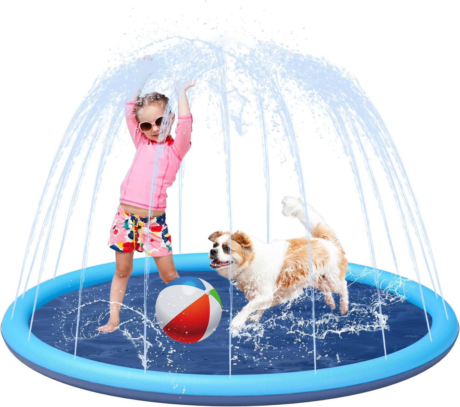 Thumbnail 6 de YSJILIDE Splash Pad for Kids and Dog — 102" Non-Slip Outdoor Sprinkler Play Mat