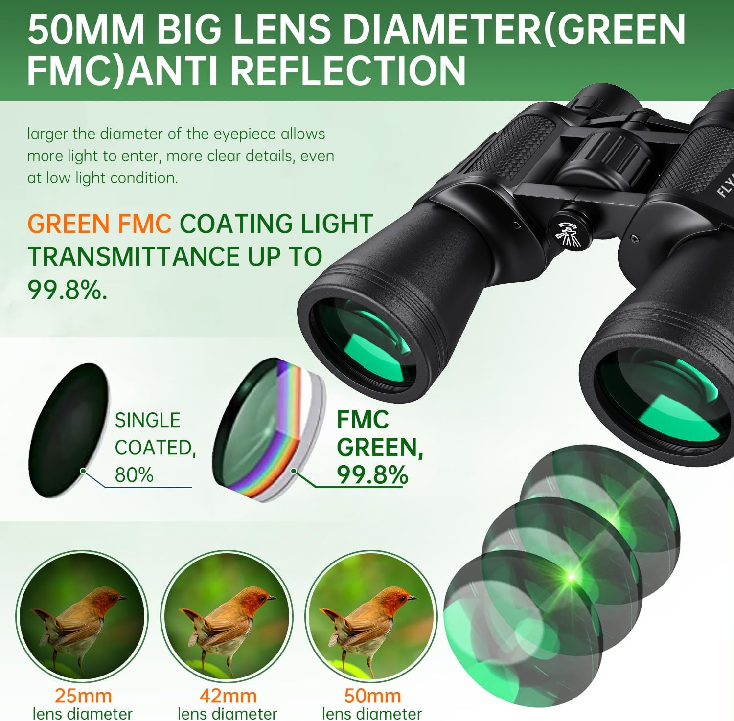 Detalle 1 de 20x50 High Powered Binoculars for Adults ðŸ”