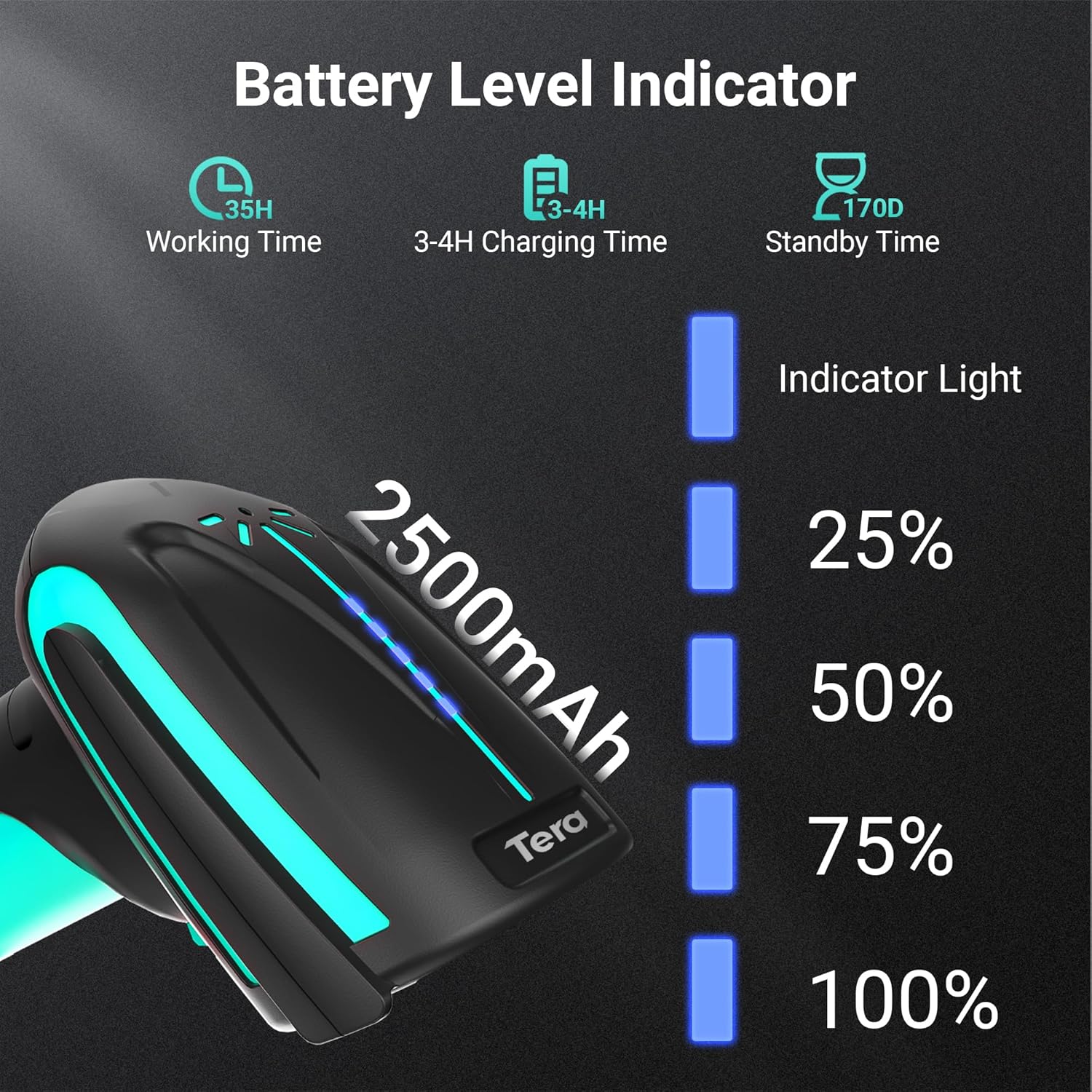 Detalle 2 de Tera Pro lector 2D inalámbrico Bluetooth