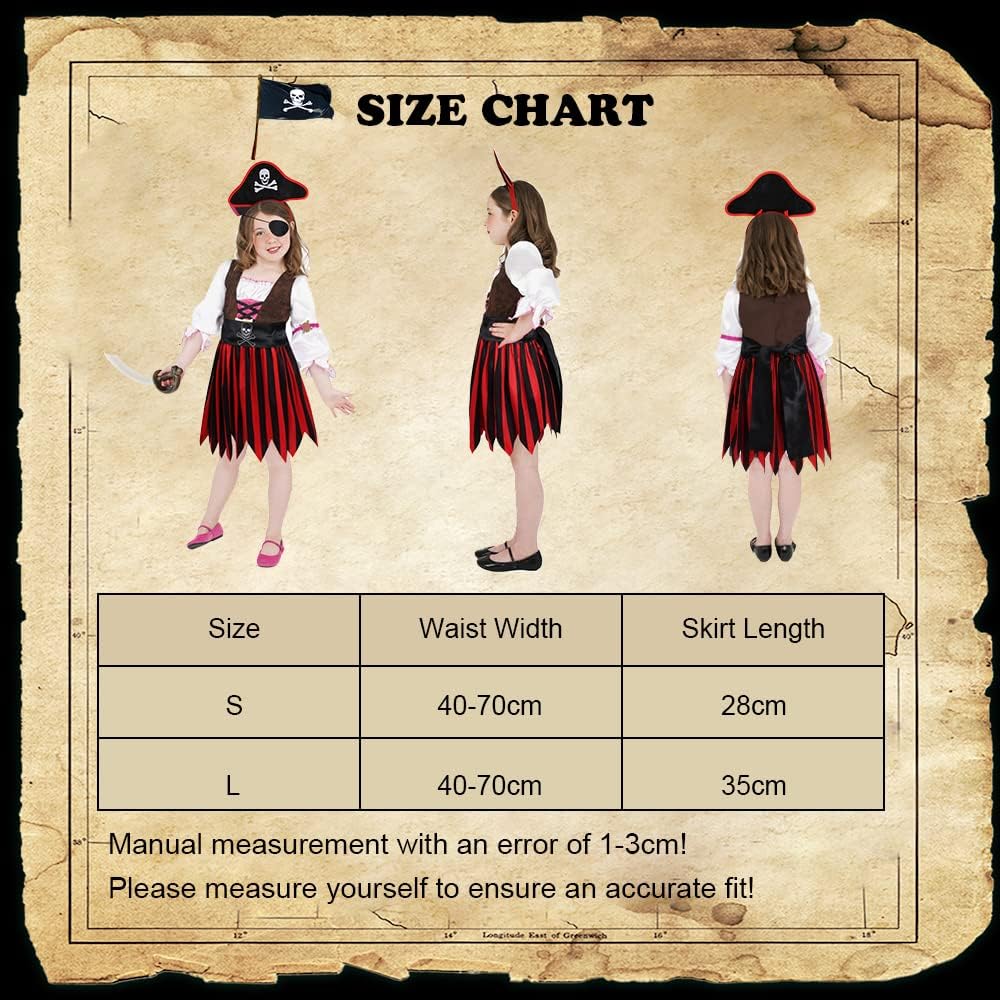 Detalle 2 de Aomig Costume pirata bambina 4 pezzi L 🎭