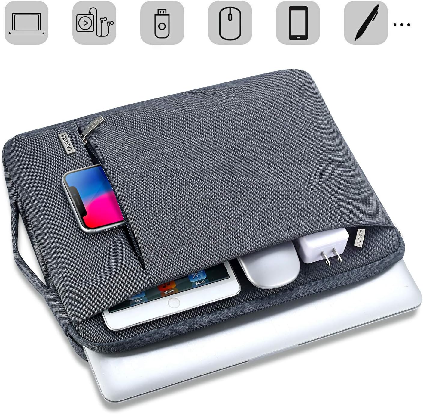 Detalle de LANDICI 360° Protective Laptop Sleeve 13" Grey