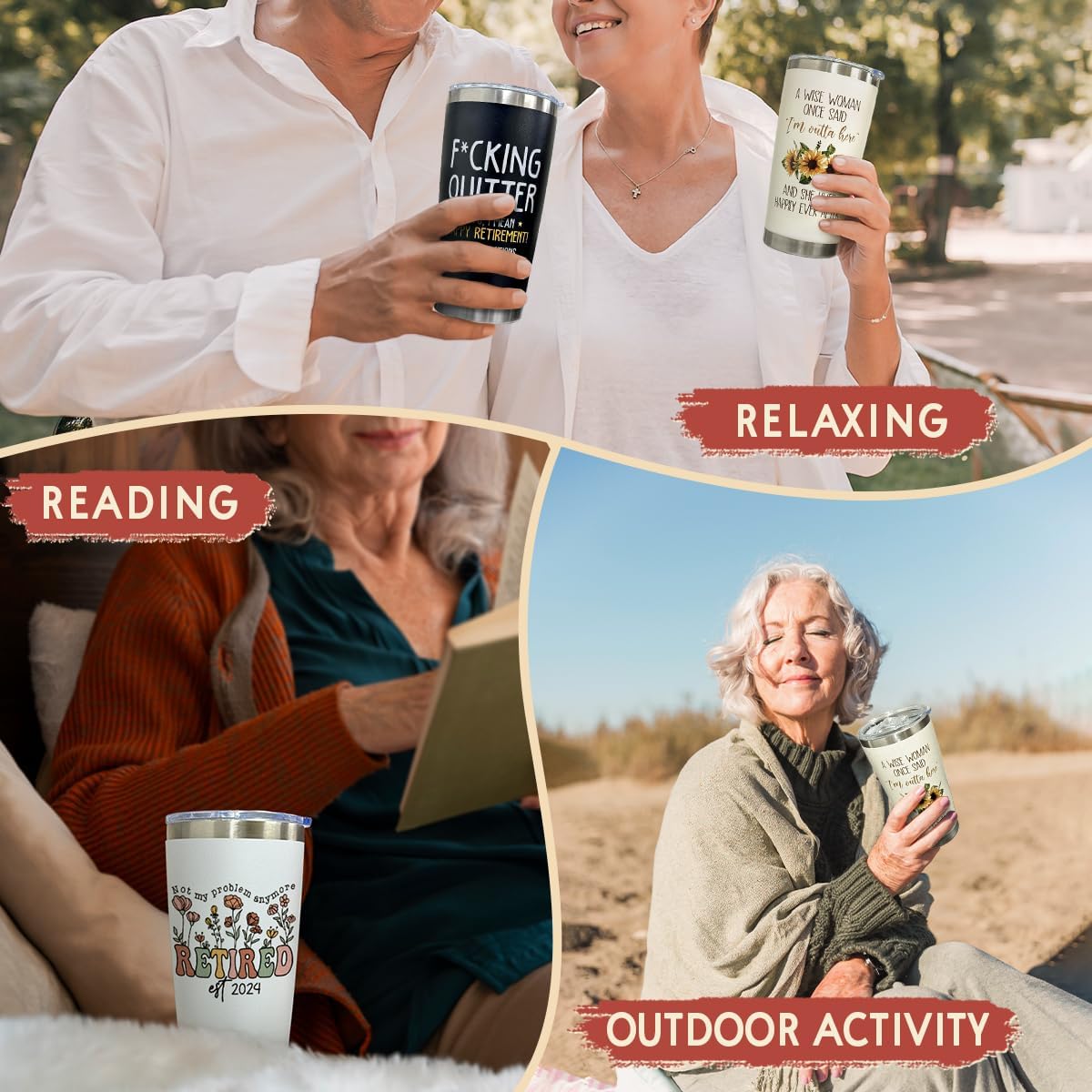 Detalle de CHOANG Retirement Gift for Woman 2026 — A Wise Woman Once Said Im Outta Here 20 oz Stainless Steel Tumbler