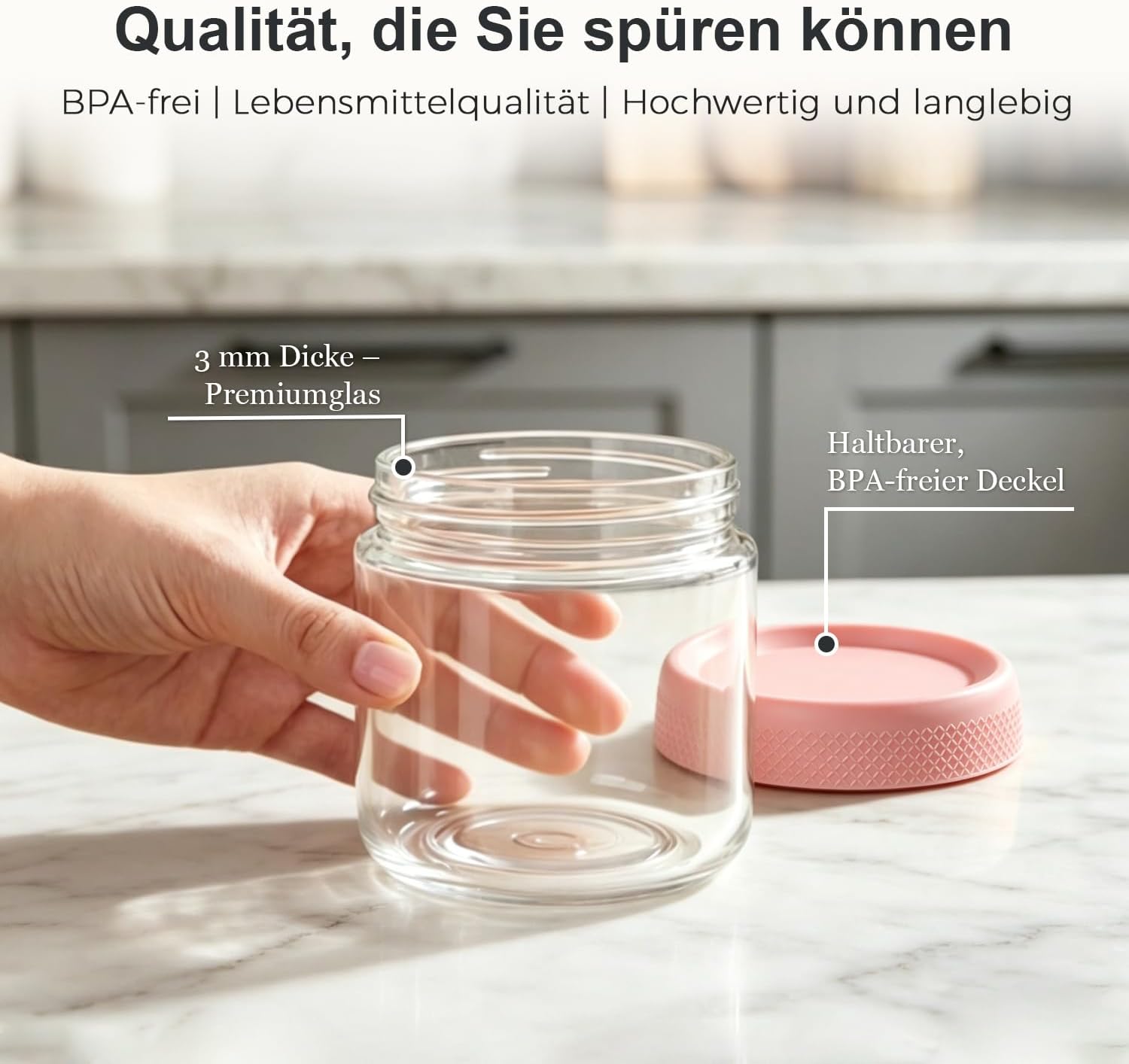 Thumbnail 6 de ComSaf Glass Overnight Oats Jars, 300 ml, Set of 4 with Colour-Coded Lids