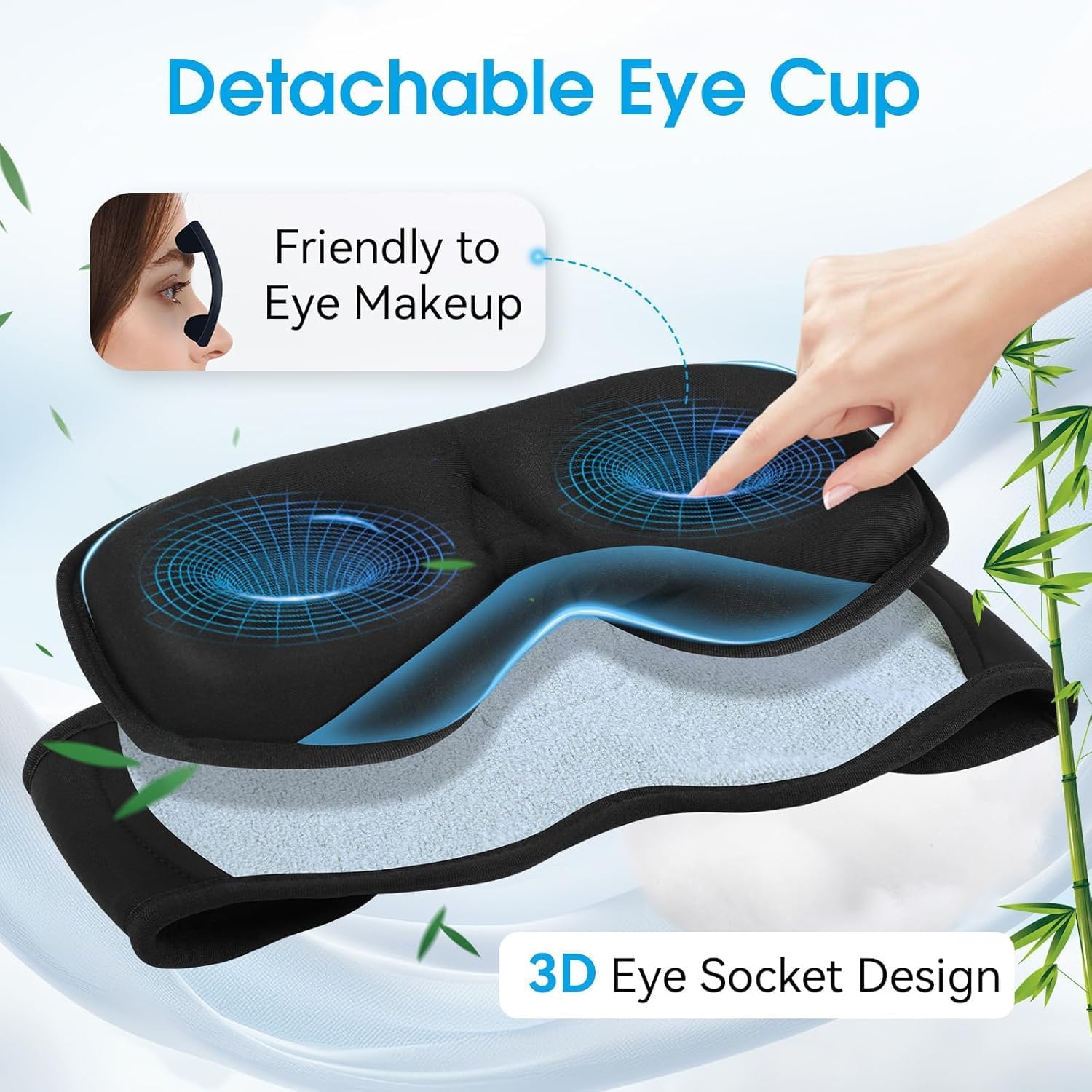 Thumbnail 1 de Love Eye Sleep Mask & Bluetooth Headphones Eye Mask (Bamboo Black)