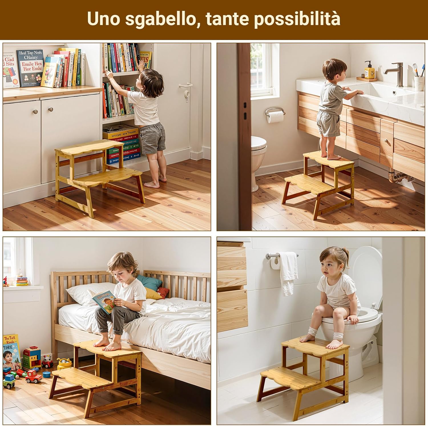 Detalle de COSYLAND Torre Montessoriana per Bambini 2 in 1 – Sicurezza e Versatilità in Bamboo Naturale