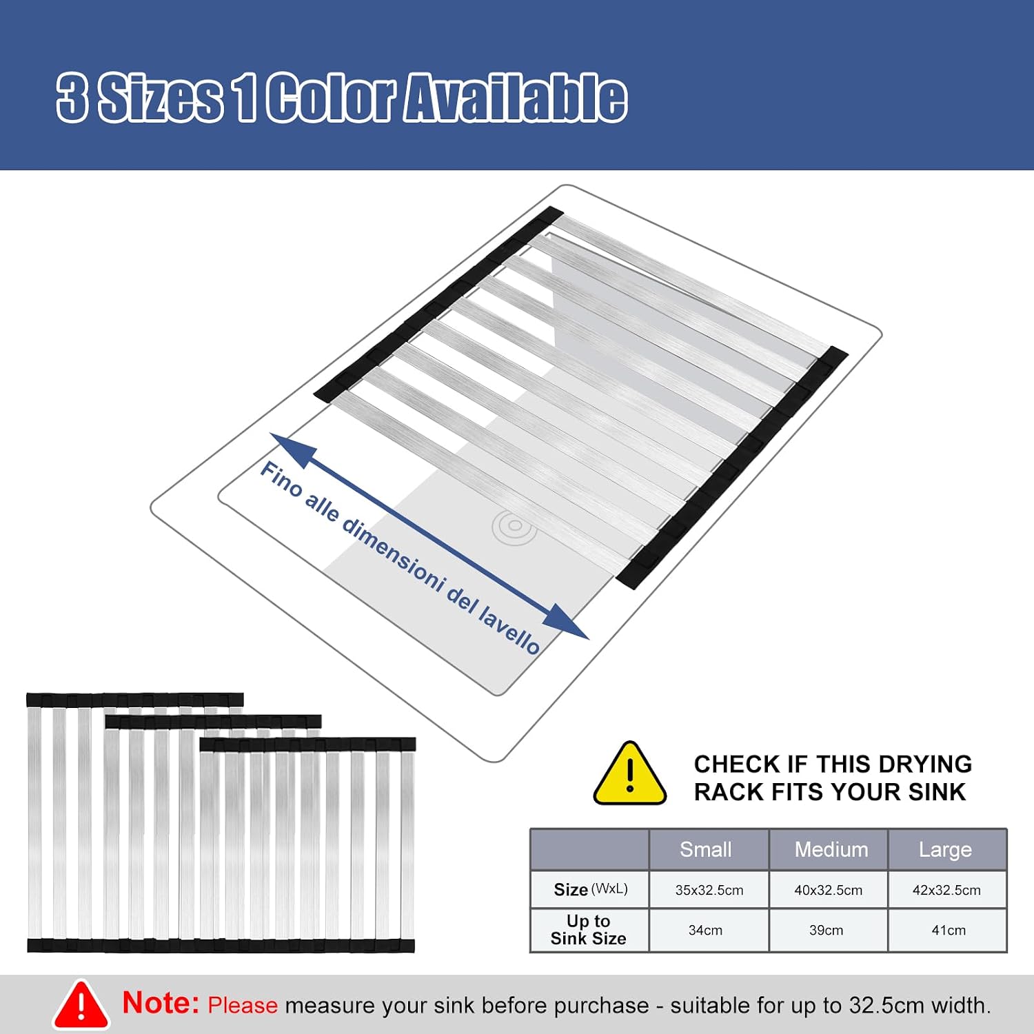 Thumbnail 4 de KitchenRaku Abtropfgestell Geschirr 40x32,5 cm – faltbar, Edelstahl 304 mit Silikonendenschutz