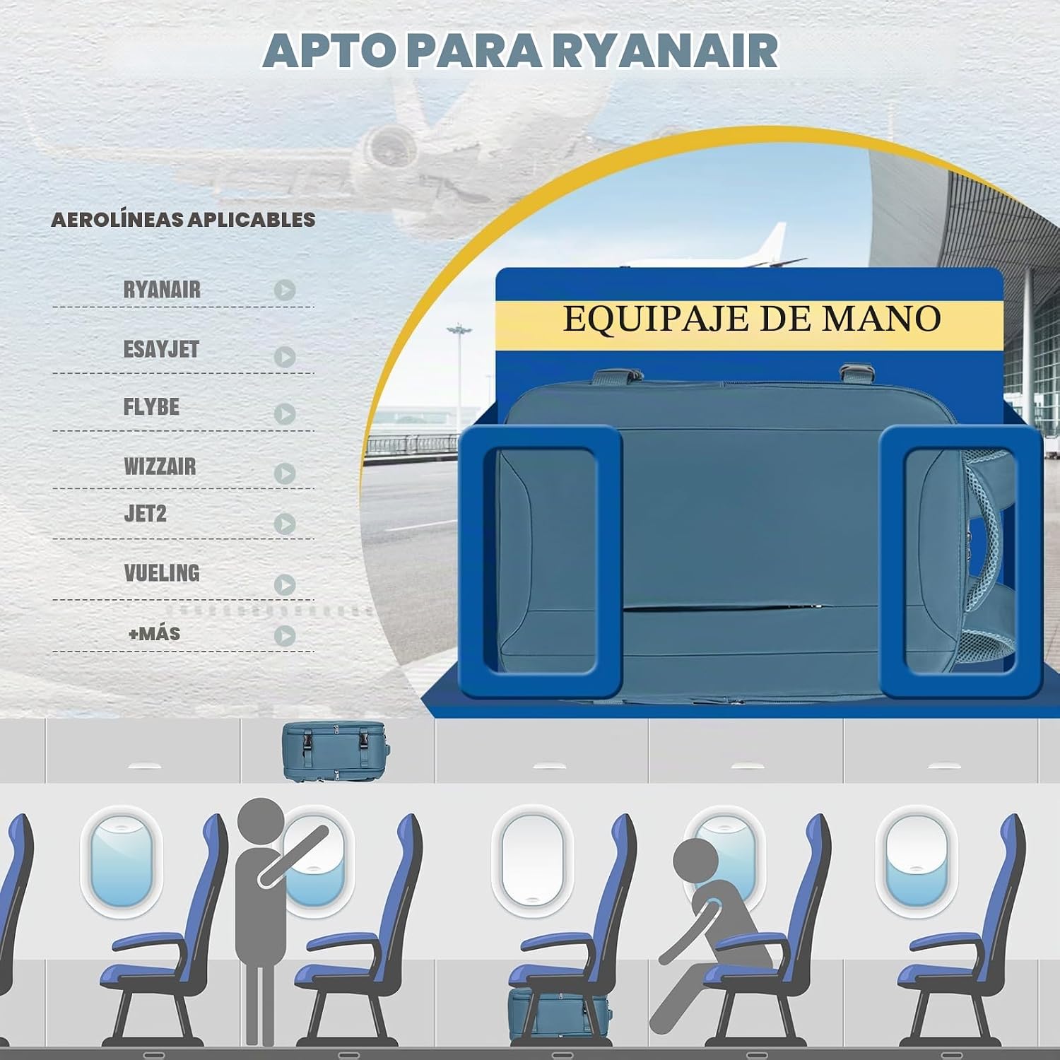 Thumbnail 1 de Mochila de cabina VMIKIV 24L (40x30x20 cm) para Ryanair
