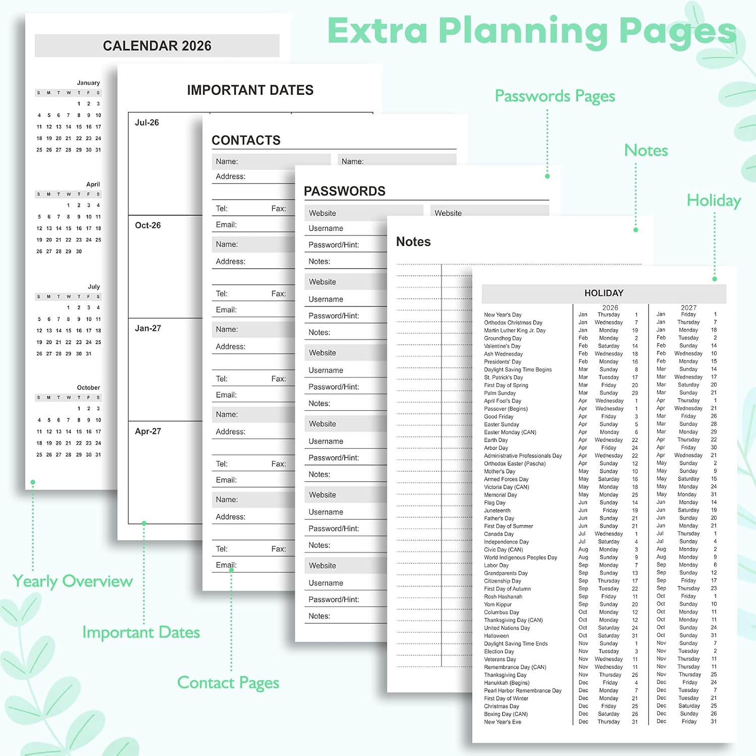 Thumbnail 5 de OMEYA 2026–2027 Weekly & Monthly Planner, 100gsm Paper, Stitched Binding