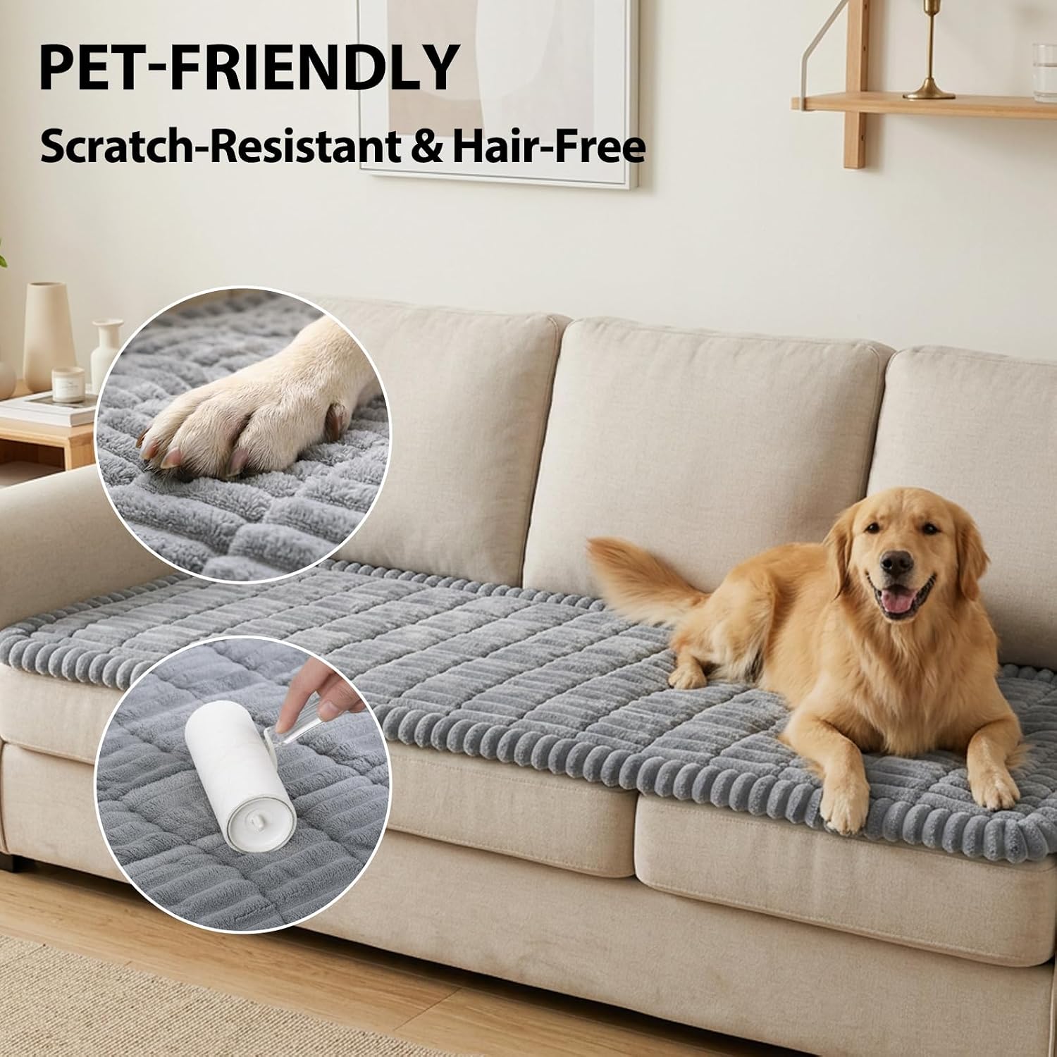 Thumbnail 3 de Fixwal Waterproof Flannel Dog Couch Cover, 27.6" x 82.7", Light Gray