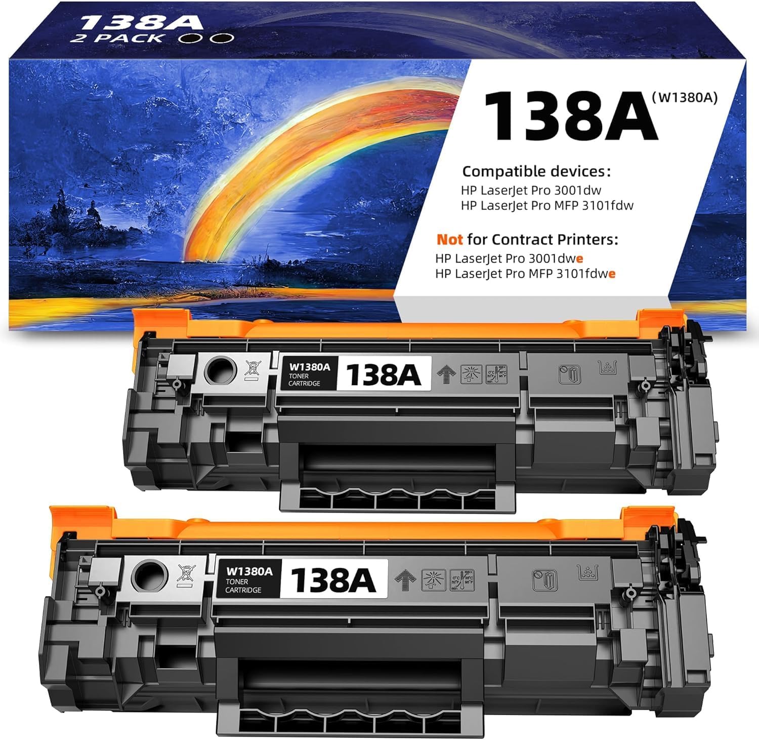 Detalle de Timink H138A-2P Compatible Black Toner Cartridges, 2-Pack, 1,500 Pages Each