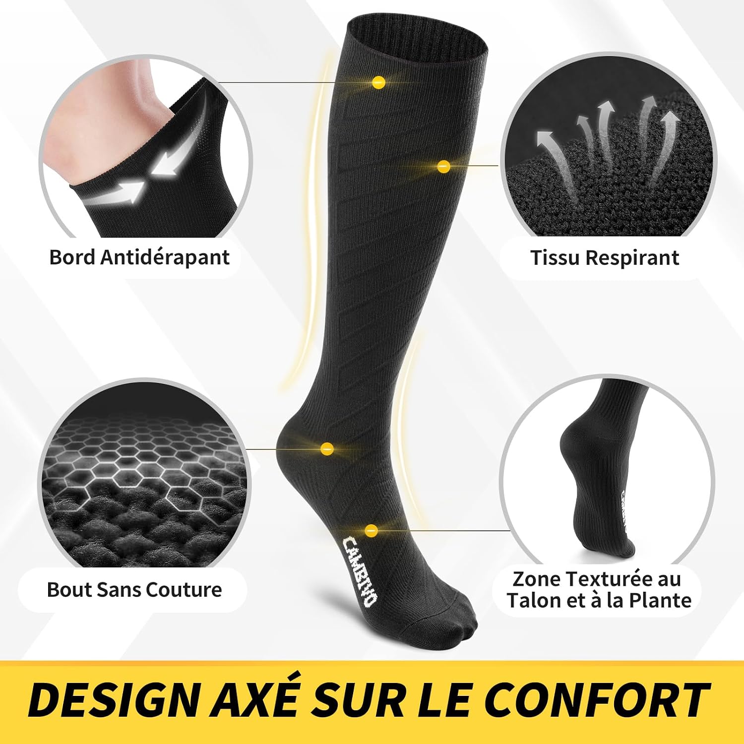 Detalle 2 de CAMBIVO CS60 compressiekousen, 3 paar, 20–30 mmHg