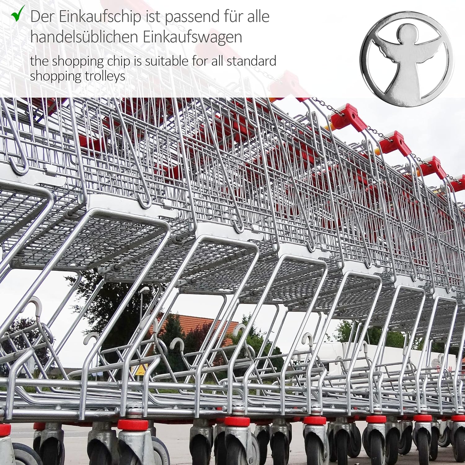 Thumbnail 3 de com-four® 2x Schlüsselanhänger Schutzengel mit Einkaufswagenchip – herausnehmbarer Chip im Engel-Design