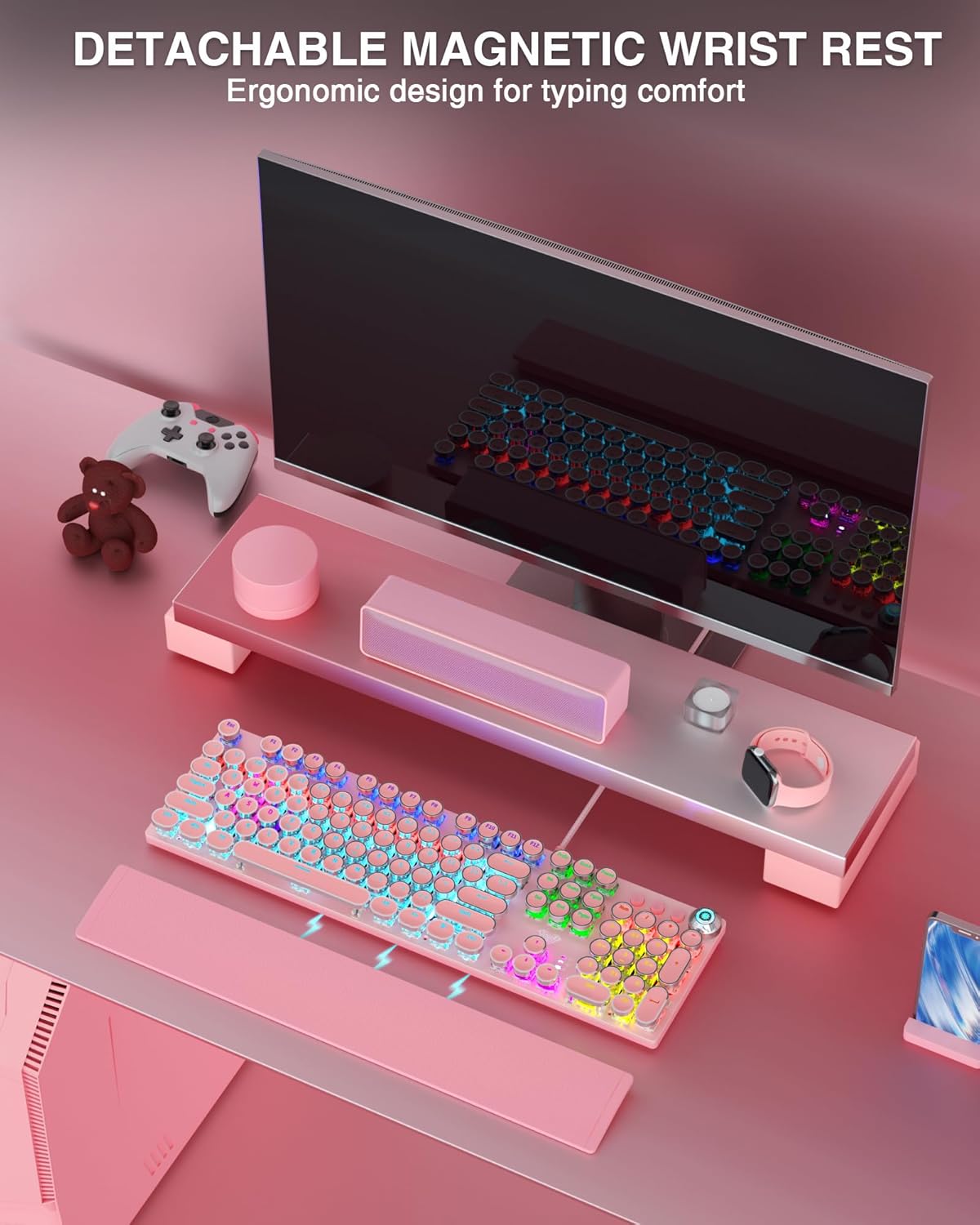 Detalle de AULA F2088 Typewriter-Style Mechanical Gaming Keyboard with Blue Switches
