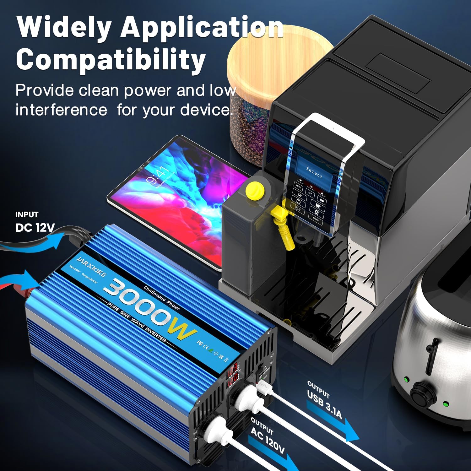 Detalle de JARXIOKE Inverter Onda Pura 3000W 12V