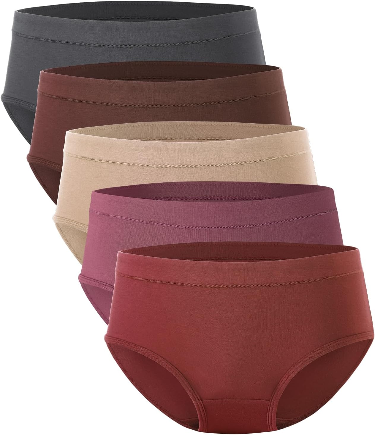 Detalle de BAMBOO COOL Women's Mid-Waist Briefs, 5-Pack, Bamboo Viscose Blend