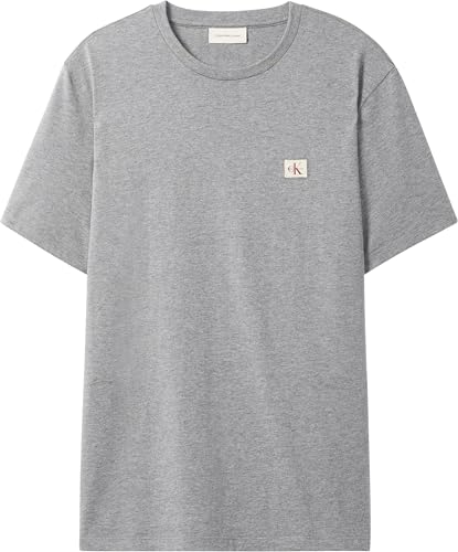 Detalle de Calvin Klein Jeans SS Badge 30S Jersey Classic Tee LV04RC272G – T-shirt gris coton régénératif