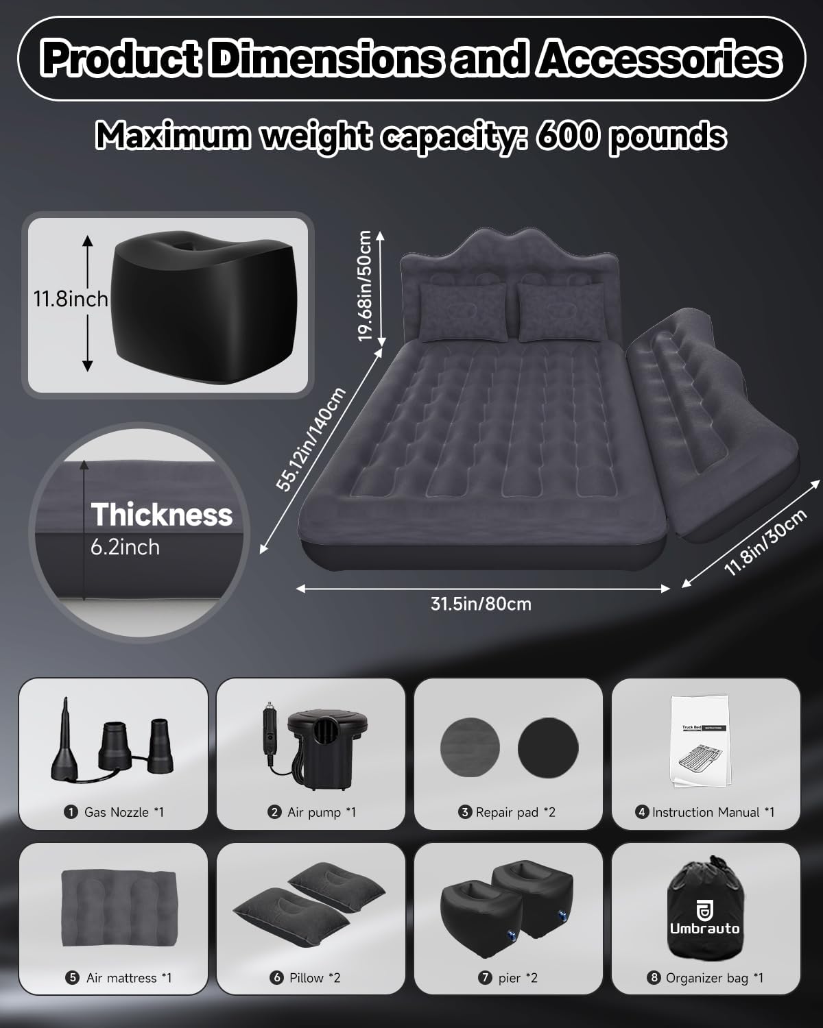 Detalle de Umbrauto Car Air Mattress in PVC