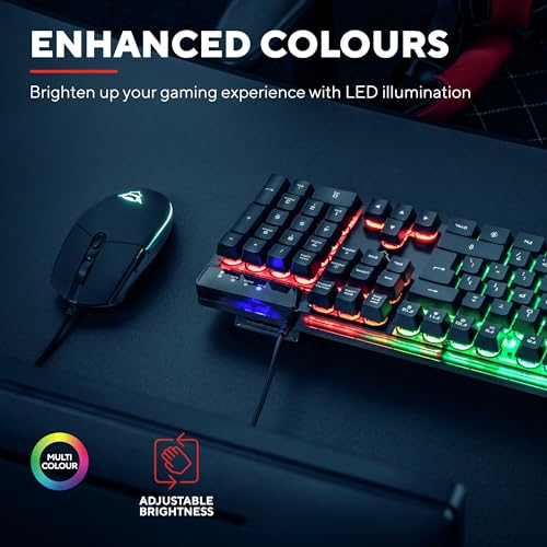Detalle de GXTrust 838 Azor: Pack teclado gaming y ratón con cable para PC, Windows y Mac