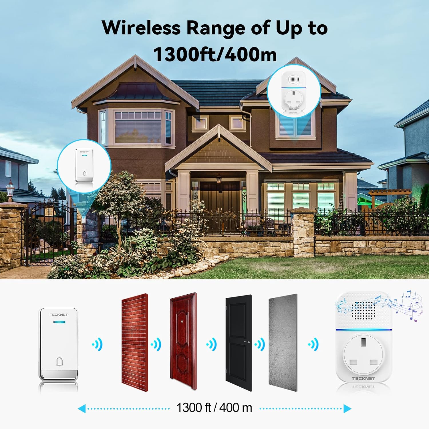 Thumbnail 3 de TECKNET Wireless Doorbell Self-Powered