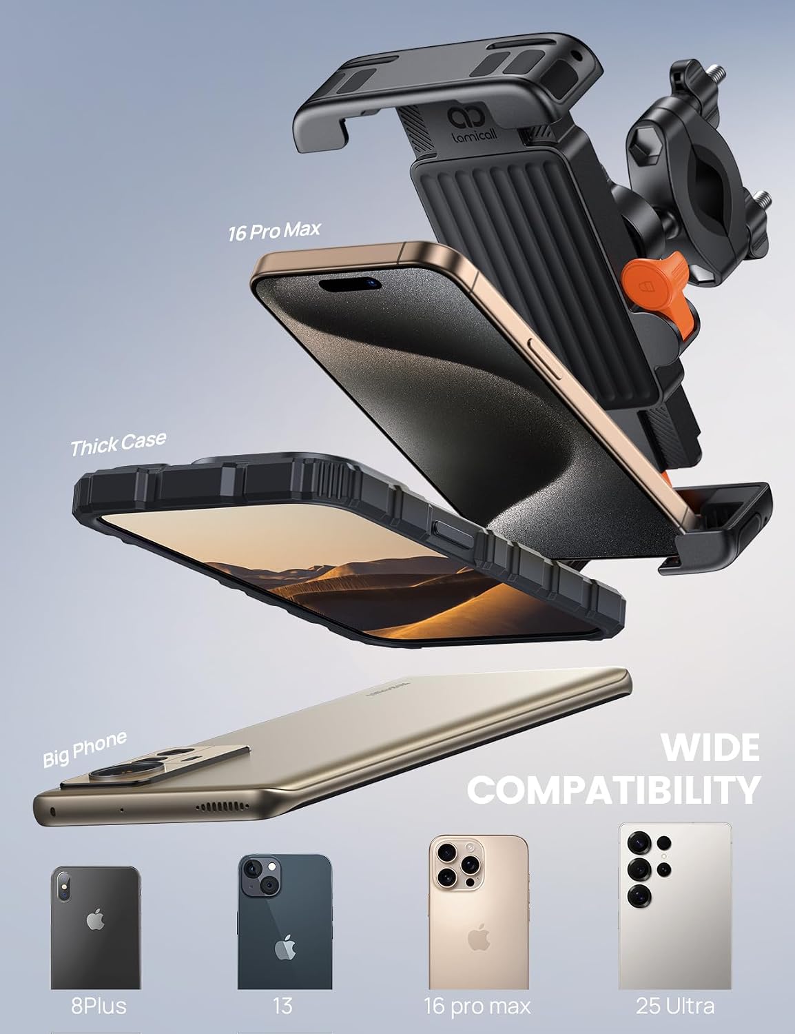 Thumbnail 4 de Lamicall Bike Phone Holder for iPhone 17 6.5in