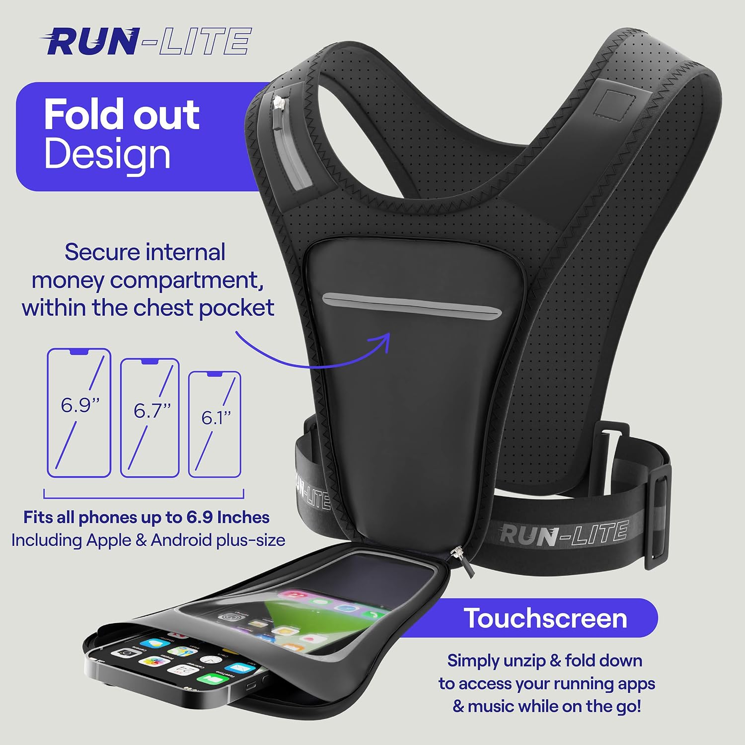 Thumbnail 4 de Run Lite Running Vest with Waterproof Phone Holder 6.8"