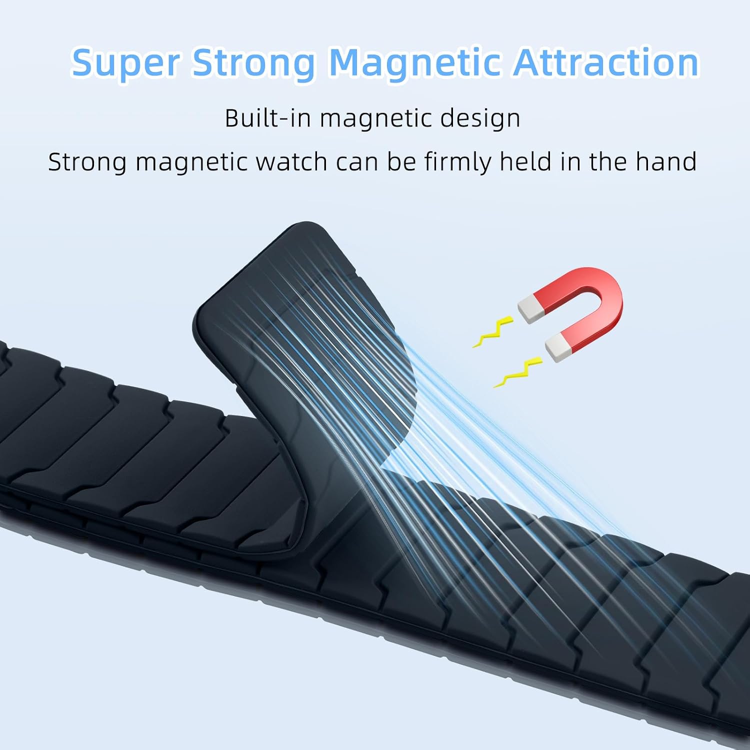 Detalle de Hinnwer 22mm Magnetic Strap for Xiaomi Watch Series (S5, S4, Redmi Watch 5, S3 and more) – Strong Silicone Dual Magnetic Bands in Midnight Blue
