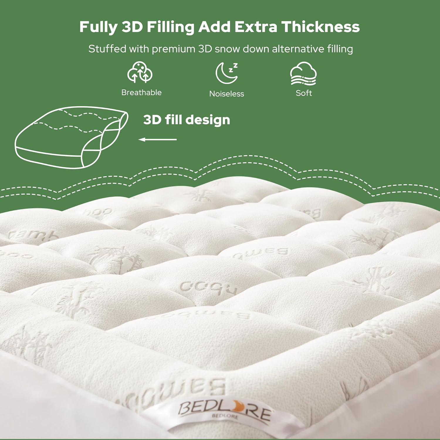 Thumbnail 4 de BEDLORE Mattress Topper King Size 35cm fit